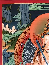 Tibetan Thangka Of Manjushri,traditional Color, [using Real Gold]