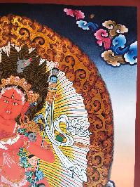 Tibetan Thangka Of Vajravarahi - Dorje Phagmo Yogini,traditional Color, [using Real Gold]