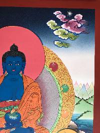 Tibetan Thangka Of Medicine Buddha,traditional Color, [using Real Gold]