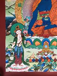 Tibetan Thangka Of Medicine Buddha,traditional Color, [using Real Gold]