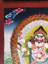 Tibetan Thangka Of White Mahakala,traditional Color, [using Real Gold]