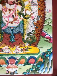 Tibetan Thangka Of White Mahakala,traditional Color, [using Real Gold]