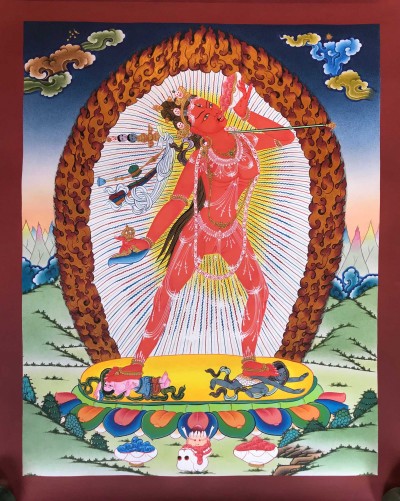 Tibetan Thangka Of Vajrayogini,traditional Color, [using Real Gold]