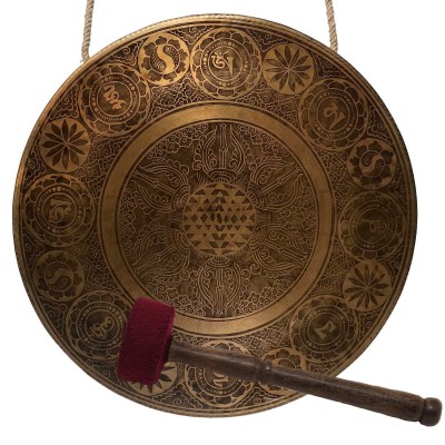 Handmade [gong], Bronze Chau Gong, Tam-tam Gong, Symphonic Gong With [sri Yantra] Etching