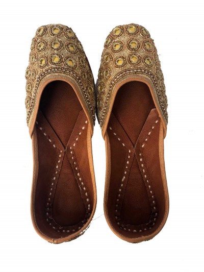 Nepali Handmade Curse Shoes, With Leather And Bead Design