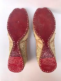 Nepali Handmade Curse Shoes, With Leather And Bead Design
