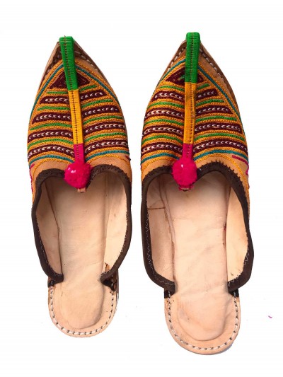 Nepali Handmade Aladdin Sandals, With Leather And Bead Design