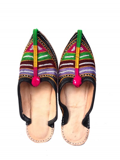 Nepali Handmade Aladdin Sandals, With Leather And Bead Design