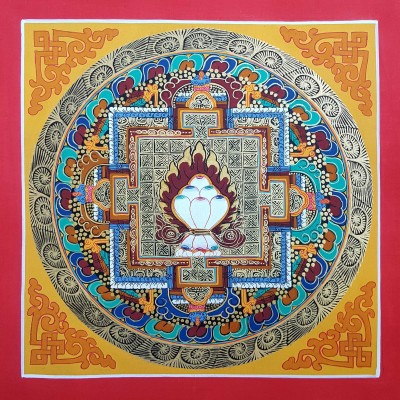 Tibetan Small Three Jewels- Triratna Student Square Mandala, [good Quality], [student Mandala]