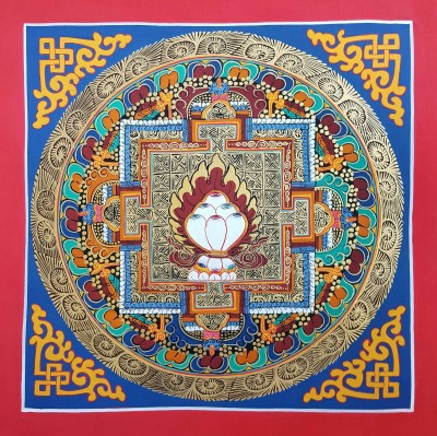 Tibetan Small Three Jewels- Triratna Student Square Mandala, [good Quality], [student Mandala]