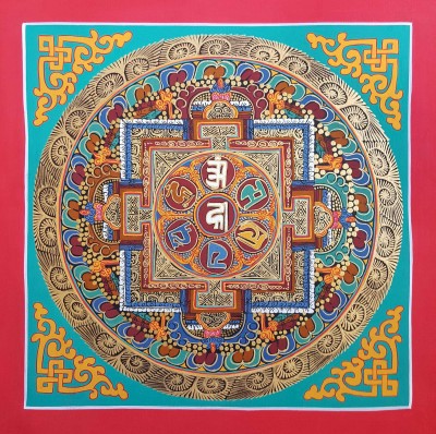 Tibetan Small Om Mani Padme Hum Student Square Mandala, [good Quality], [student Mandala]