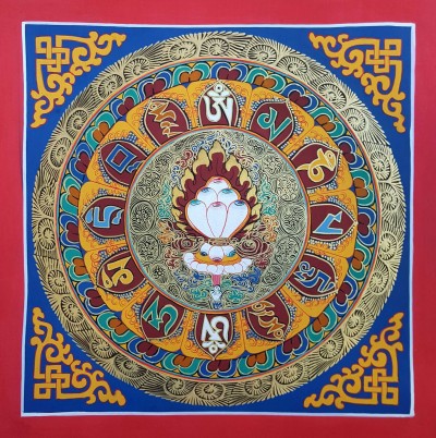 Tibetan Small Three Jewels - Tri Ratna Student Square Mandala, [good Quality], [student Mandala]