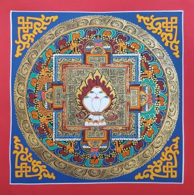 Tibetan Small Three Jewels - Triratna Student Square Mandala, [good Quality], [student Mandala]