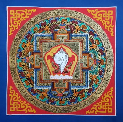 Tibetan Small Conch Shell - Shakha Student Square Mandala, [good Quality], [student Mandala]