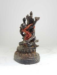 Buddhist Miniature Statue Of Vajrasattva With Consort, [shakti], Yab-yum, [antique Finishing]