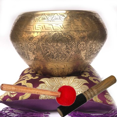 Gulpa Singing Bowl With Ashta Manga [fine Carving], [select Accessories]