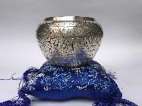 Gulpa Singing Bowl With Om Mani Padme Hum [fine Carving], [silver Plated], [select Accessories]