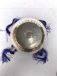 Gulpa Singing Bowl With Om Mani Padme Hum [fine Carving], [silver Plated], [select Accessories]