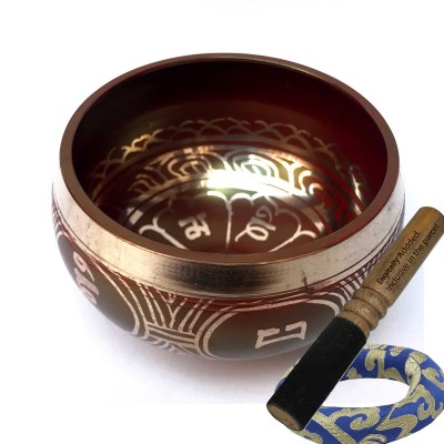 [bronze], Casting Singing Bowls, With Om Mani Padme Hum In [red], [select Accessories]