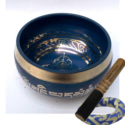 [bronze], Casting Singing Bowls, With Double Dorje In [blue], [select Accessories]