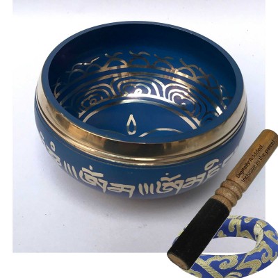 [bronze], Casting Singing Bowls, With Buddh Eye In [blue], [select Accessories]