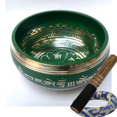 [bronze], Casting Singing Bowls, With Om Mani Padme Hum In [green], [select Accessories]