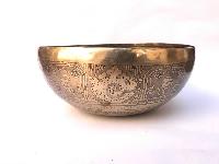 Hand Beaten Bronze Singing Bowl With [etching Carving], [select Accessories]