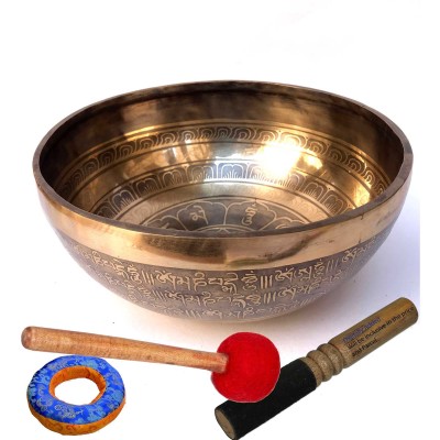 Handbeaten Bronze Singing Bowl With [etching Carving], [select Accessories]