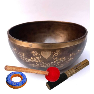 Hand Beaten Bronze Singing Bowl With [etching Carving], [select Accessories]