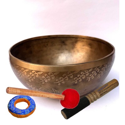 Hand Beaten Bronze Singing Bowl With [etching Carving], [select Accessories]
