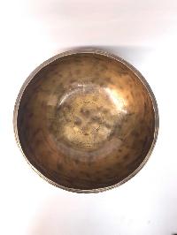 Hand Beaten Bronze Full Moon Singing Bowl With [carving], [select Accessories]