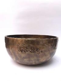 Hand Beaten Bronze Full Moon Singing Bowl With [carving], [select Accessories]