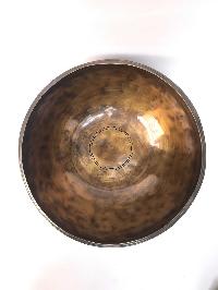 Hand Beaten Bronze Full Moon Singing Bowl With [carving], [select Accessories]