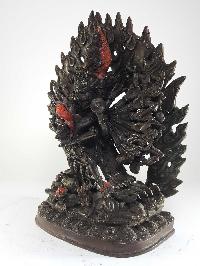 Buddhist Statue Of Yamantaka Vajrabhairava- Heruka [chocolate Oxidized]