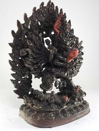 Buddhist Statue Of Yamantaka Vajrabhairava- Heruka [chocolate Oxidized]