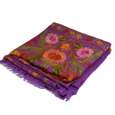 Woolen Shawl, Exquisite Handmade Four-ply Woolen Shawl: Intricate Embroidery And Unparalleled Quality, Real Wool, [hq],purple