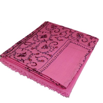 Ring Shawl, Delicate Two-ply Woolen Ring Shawl: Embroidered Beauty, Lightweight, And Warm, Real Wool, [hq], Pink