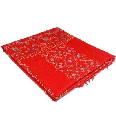 Ring Shawl, Delicate Two-ply Woolen Ring Shawl: Embroidered Beauty, Lightweight, And Warm, Real Wool, [hq], Red
