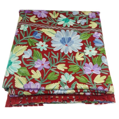 Woolen Shawl, Exquisite Handmade Four-ply Woolen Shawl: Intricate Embroidery And Unparalleled Quality, Red