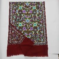 Woolen Shawl, Exquisite Handmade Four-ply Woolen Shawl: Intricate Embroidery And Unparalleled Quality, Red