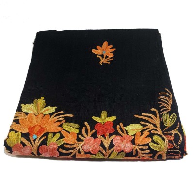 Woolen Shawl, Exquisite Handmade Four-ply Woolen Shawl: Intricate Embroidery And Unparalleled Quality, Black