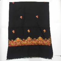 Woolen Shawl, Exquisite Handmade Four-ply Woolen Shawl: Intricate Embroidery And Unparalleled Quality, Black