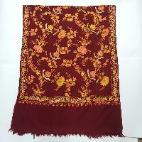 Woolen Shawl, Exquisite Handmade Four-ply Woolen Shawl: Intricate Embroidery And Unparalleled Quality, Red