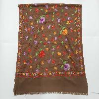 Woolen Shawl, Exquisite Handmade Four-ply Woolen Shawl: Intricate Embroidery And Unparalleled Quality, Brown