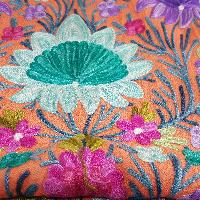 Woolen Shawl, Exquisite Handmade Four-ply Woolen Shawl: Intricate Embroidery And Unparalleled Quality, Orange