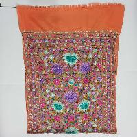 Woolen Shawl, Exquisite Handmade Four-ply Woolen Shawl: Intricate Embroidery And Unparalleled Quality, Orange