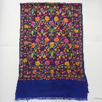 Woolen Shawl, Exquisite Handmade Four-ply Woolen Shawl: Intricate Embroidery And Unparalleled Quality, Blue