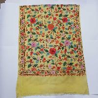 Woolen Shawl, Exquisite Handmade Four-ply Woolen Shawl: Intricate Embroidery And Unparalleled Quality, Yellow