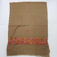 Woolen Shawl, Exquisite Handmade Four-ply Woolen Shawl: Intricate Embroidery And Unparalleled Quality, Brown