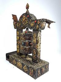 Copper Prayer Wheel With Stand With Combo Incense Holder, [antique Finishing]
